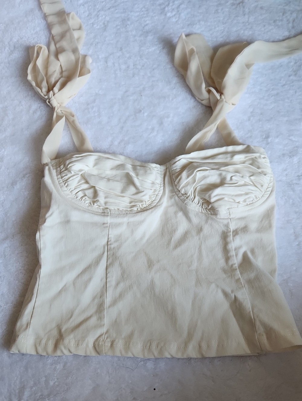 Madison Riley Cream Tie-Strap Bustier Top -  Women L
